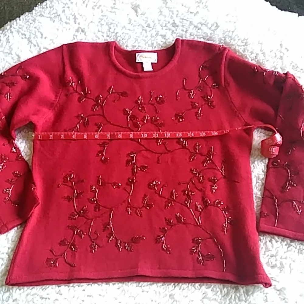 Talbot's Red Sweater with glass beading